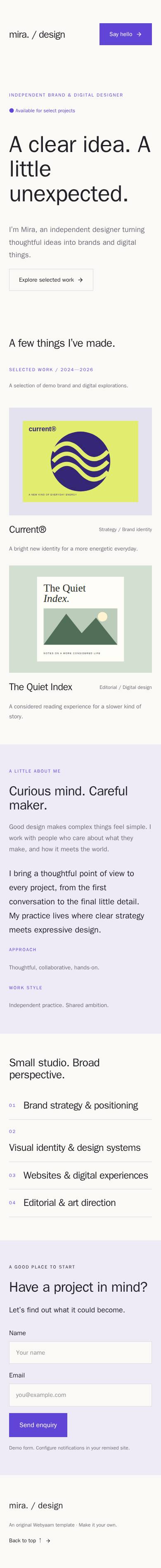 Mira — Designer Portfolio additional screenshot